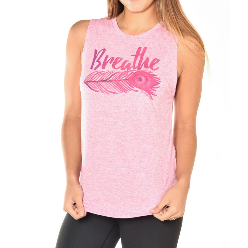 Third Eye Threads LINEN BOYFRIEND TANK W/ BREATHE on the front grey